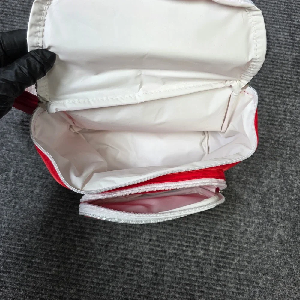 Sheetz Canny Pack Insulated Fanny Pack Waist Bag Red Retro Striped Zipper NWT